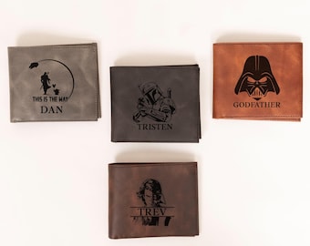 Personalized S Wars Wallet Gift Mens, Star W Gifts for Him, Leather Wallet Gift Husband Dad Grandpa Boyfriend, 2025 Fathers Day Gifts Dad
