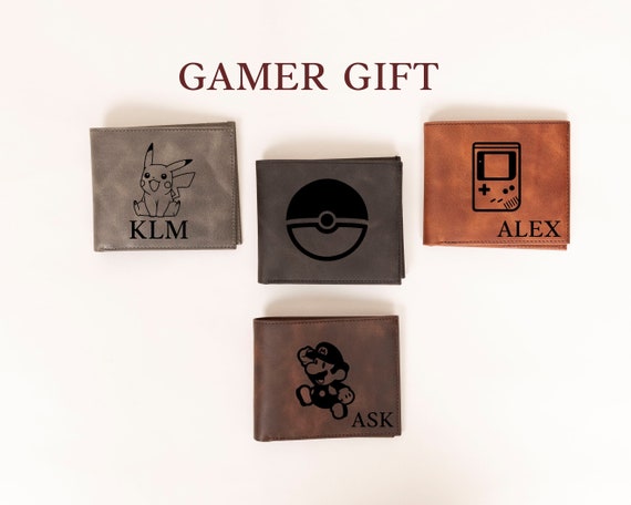 Personalized Gamer Monogram Gift, Leather Wallet Men, Best Gamer Gift, Game Lover Gift, Birthday Gift, Anniversary Gift, Fathers Day Gift
