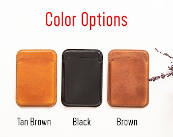 Personalized iPhone Leather Magnetic Card Holder, Detachable Magnetic Leather Card ID Holder, MagSafe Card Wallet with Strong Magnets iPhone