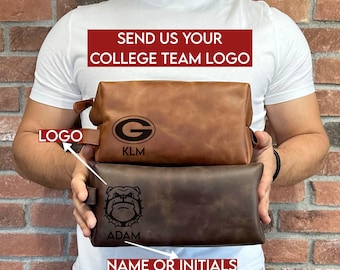 Custom Toiletry Bags with College Team Logo and initials, College Graduation Gift Him, Engraved College Sport Team Logo Gift, Class of 2025