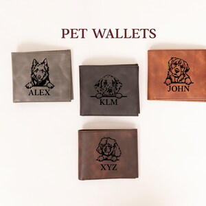 Personalized Pet Memorial Gifts, Dog Photo Wallets for Dad, Custom Leather Wallet Mens, Pet Portrait Wallet Gift Him, 3rd Anniversary Gift