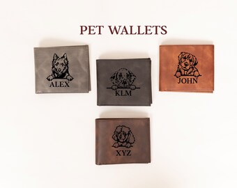 Personalized Pet Memorial Gifts, Dog Photo Wallets for Dad, Custom Leather Wallet Mens, Pet Portrait Wallet Gift Him, 3rd Anniversary Gift
