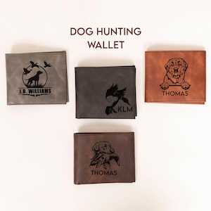 Cartera de cuero artesanal para regalo de perro de caza, regalo de perro sabueso para papá, esposo o Papá Noel, regalo para entusiastas de la caza de retrievers.