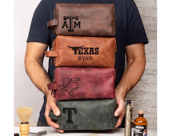 Texas State Gift, Texas Dopp Kits for Men, Personalized Texas Toiletry Bag, Texas State for Him, Texas Graduation Gift, Christmas Gift Dad