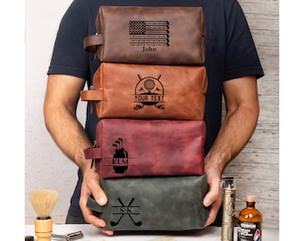 Personalized Leather Toiletry Bag Gift Golf Players, Golf Graduation Gift for Son Nephew, Golf Team Bulk Gift, Golf Gift for Dad Husband Him