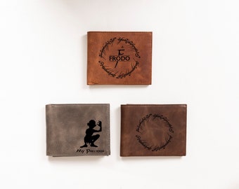 Personalized Lotr Fans Wallet for Him, Custom Leather Wallet for Lotr Lovers, Gift for Husband, Dad, Father, Boyfriend, Leather Gift for Men