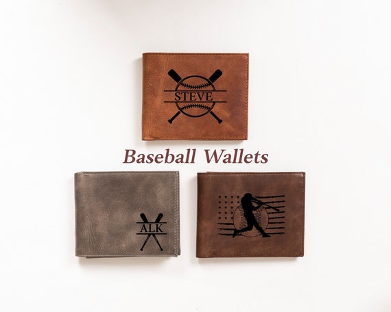 Personalized Baseball Wallet Men's, Custom Baseball Leather Wallets Gift for Dad, Baseball Gift for Mens, Valentines Gift, Boyfriend Gift