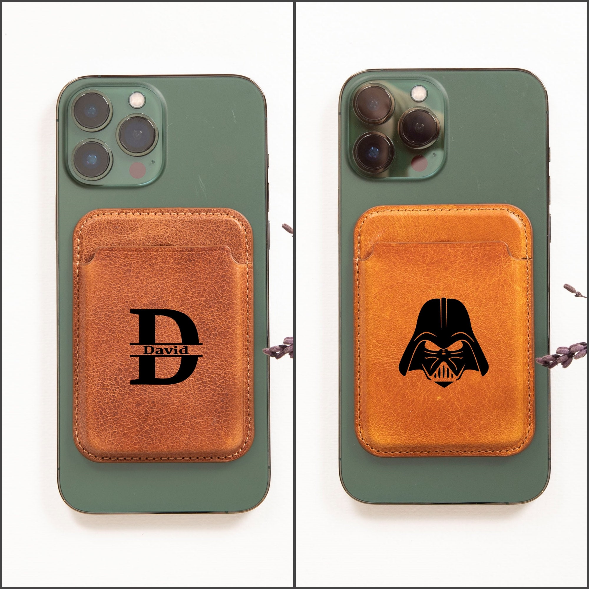 Personalized iPhone Leather Magnetic Card Holder, Detachable Magnetic ...