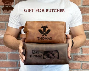 Personalized Butcher Toiletry Bag Gift, Custom Dopp Kits for Butcher, Butcher Fathers Day Gift, Butcher Bulk Gift, Butcher Boyfriend Gift