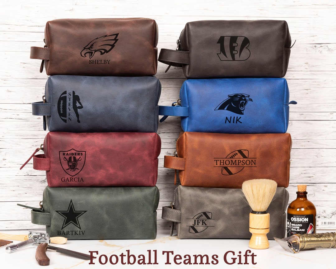 Personalized Football Teams Logo Valentines Day Gift for Him, Leather