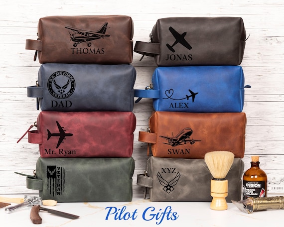 Personalized Pilot Dopp Kit, Custom Air Force Staff Gift