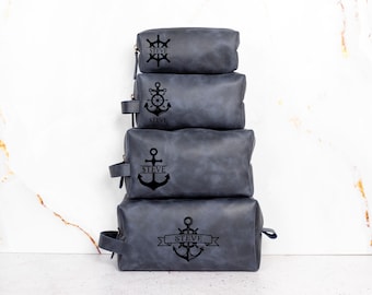 Personalized Navy Gift for Dad, Leather Dopp Kit Mens, Navy Graduation Gift Boyfriend, Cool Navy Military Gift, Navy Students Boyfriend Gift