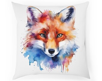 Fox Cushion Handmade Cover Decorative pillow Fox Watercolor Gift Interior Decoration Fox Minimalist Art Handmade