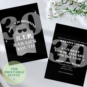 RIP To My Youth 30th | 30th Birthday Party Invitation | Canva Template | Fully Editable Printable or Digital Invite | Personalised