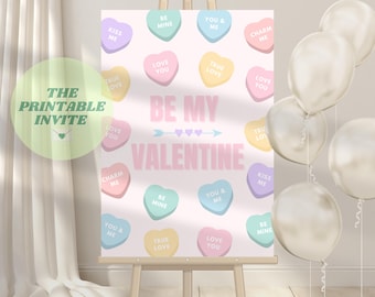 Cartello di benvenuto di San Valentino: cartello per feste modificabile, modello Canva (download digitale)