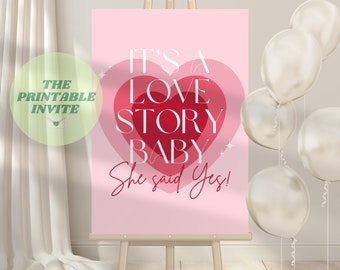 Letrero de bienvenida para despedida de soltera Swiftie: Tema de historia de amor (Plantilla de Canva para descarga digital)