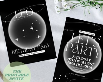 Leo Season Birthday Party Invitation: Editable Zodiac Theme (Digital Evite)