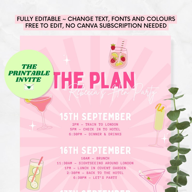 Beyoncé Hen Party Invitation | Drunk in Love Itinerary (canva Template ...
