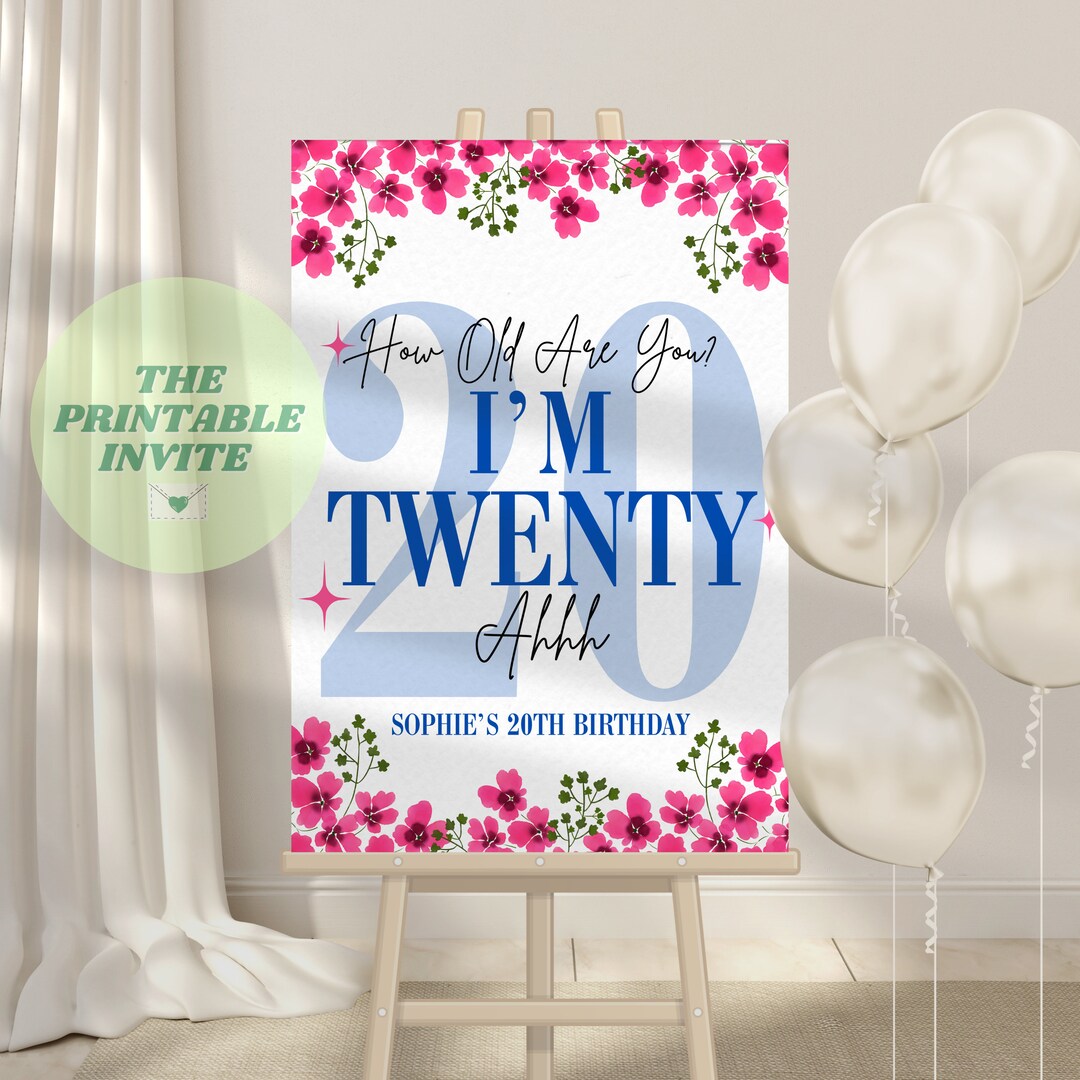 Mamma Mia I’m Twenty | Editable 20th Birthday Party Event Welcome Board ...