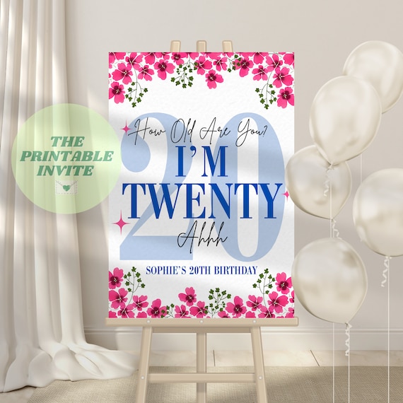 Mamma Mia 20th Birthday Welcome Board: Editable Canva Template
