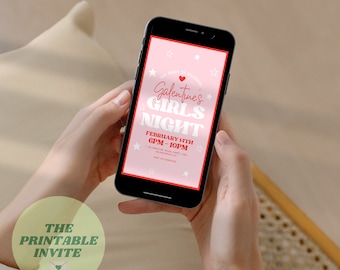 Galentine’s Girls Night | Valentine’s Party Digital Invitation | Canva Template | Fully Editable Digital Invite | Personalised Invite