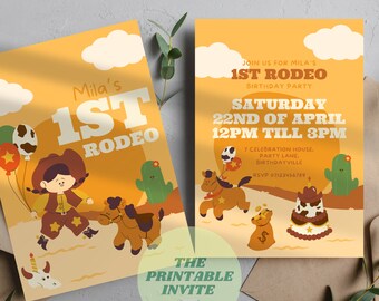 Cowgirl Birthday Invitation: Wild West Party, Editable Canva Template (Digital Invite)