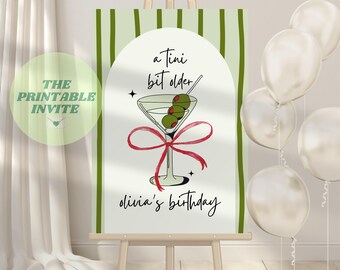 Cartello di benvenuto per il compleanno di Martini: modello Canva modificabile (download digitale)