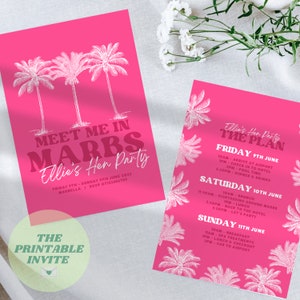 Meet Me In Marbs | Hen Bachelorette Party Invitation Itinerary | Canva Template | Fully Editable Printable or Digital Invite | Personalised