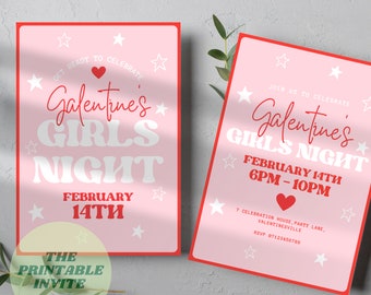 Galentine’s Girls Night | Valentine’s Party Invitation | Canva Template | Editable Printable or Digital Event Invite | Personalised Evite