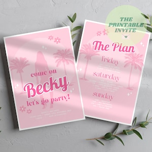 Editable Hen Bachelorette Party Invite | Pink Doll Canva Template | Let’s Go Party Invitation | Bachelorette Itinerary Digital Evite