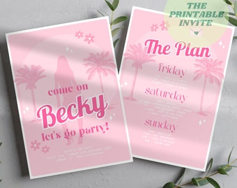 Pink Doll Bachelorette Party Invitation: Editable Canva Template (Digital Evite)