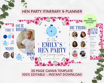 Itinerario per l'addio al nubilato di Mamma Mia: modello Canva modificabile (invito digitale)