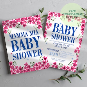 Mamma Mia Theme | Baby Shower or Gender Reveal Party Invitation | Canva Template | Fully Editable Printable or Digital Invite | Personalised