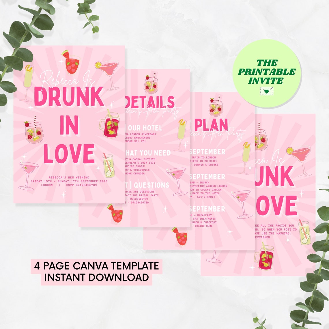 Drunk in Love Beyoncé | Hen Bachelorette Party Invitation Itinerary ...