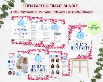 Mamma Mia Hen Party Bundle: Invitation, Itinerary, Welcome Board (Canva Template Digital Download)