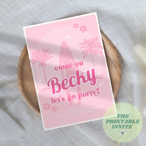 Editable Hen Bachelorette Party Invite | Pink Doll Canva Template | Let’s Go Party 4 Page Invitation | Bachelorette Itinerary Digital Evite