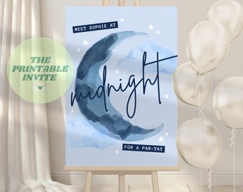 Tabellone di benvenuto per il compleanno di Taylor Swift a mezzanotte: modello Canva modificabile (download digitale)