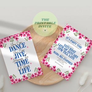 Dancing Queen Mamma Mia | Birthday Party Invitation | Canva Template | Fully Editable Printable or Digital Invite | Personalised Invite