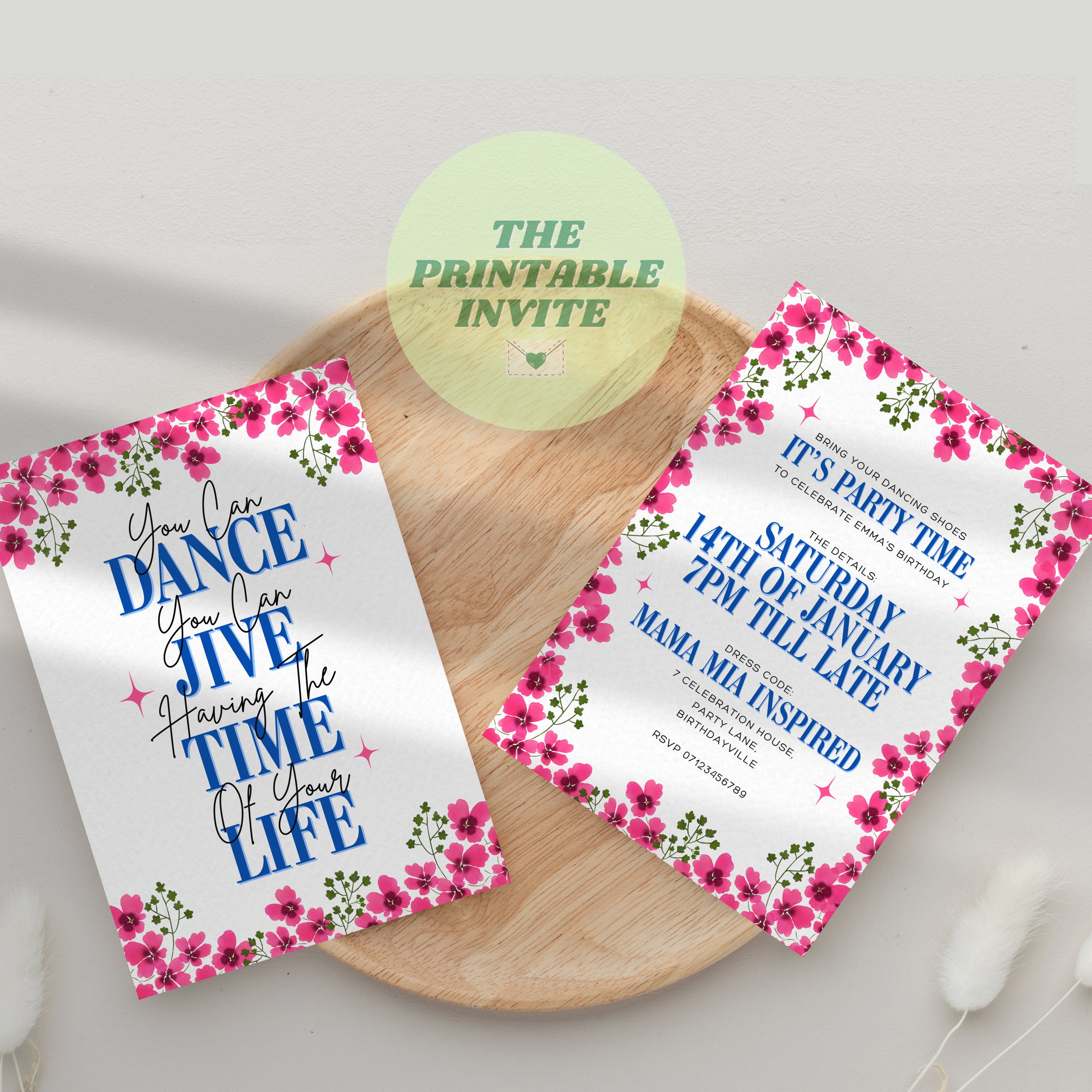 Dancing Queen Mamma Mia | Birthday Party Invitation | Canva Template | Fully Editable Printable or Digital Invite | Personalised Invite