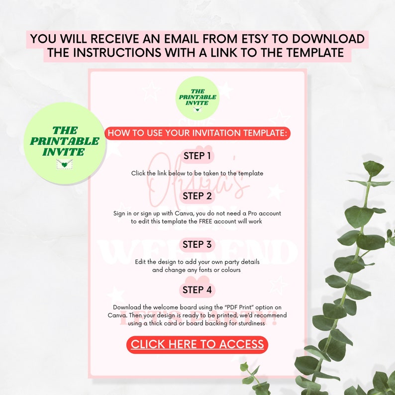 Pink Hen Party Welcome Sign: Red Canva Template (digital Download) - Etsy