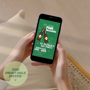 St Patrick&#39;s Day Party Invitation: Pour Decisions, Editable Canva Template (Digital Download)