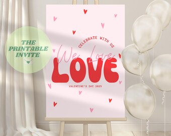 Cartello di benvenuto per la festa di San Valentino: modello Canva modificabile (download digitale)