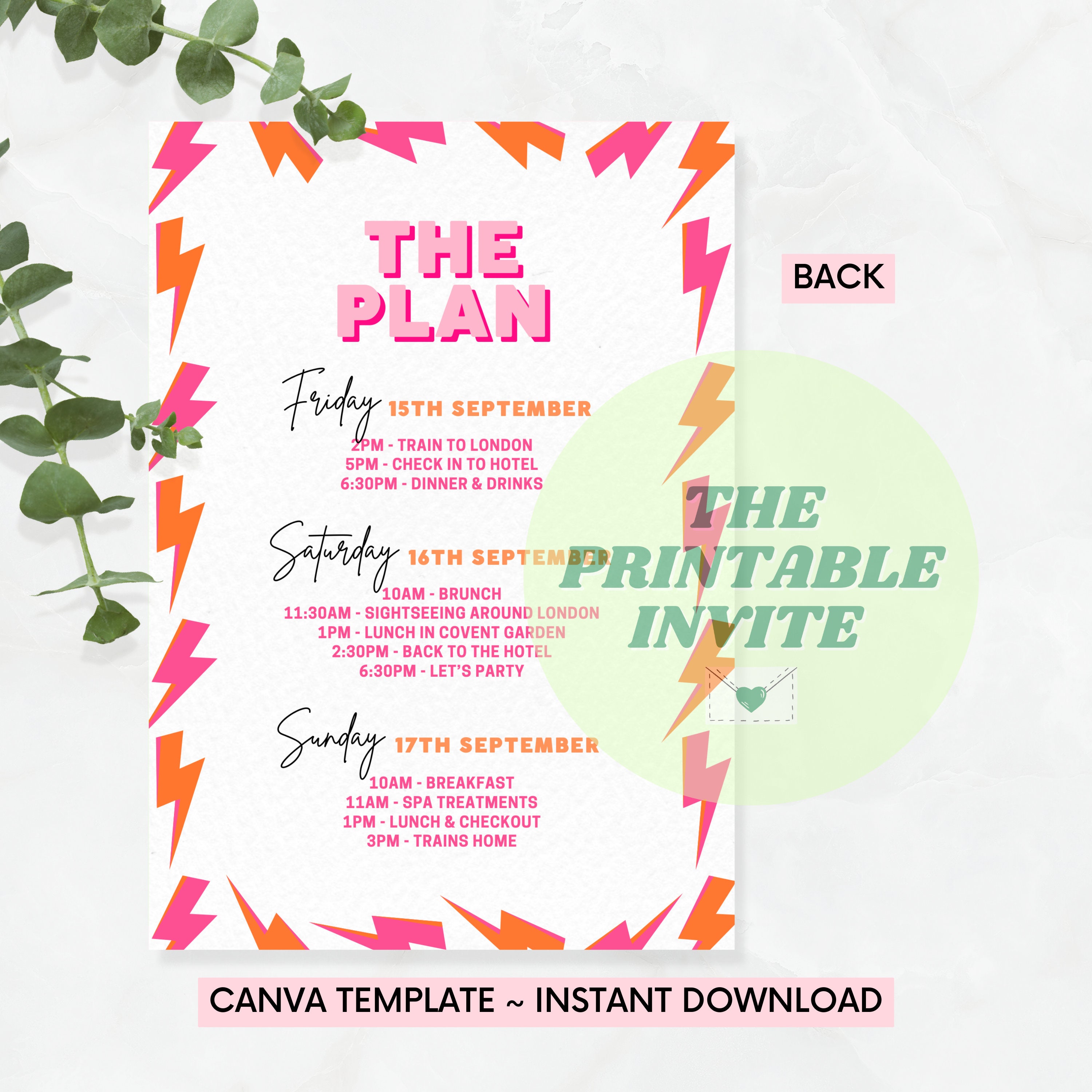 Electric Love Bachelorette Party Invitation: Lightning Theme (canva ...