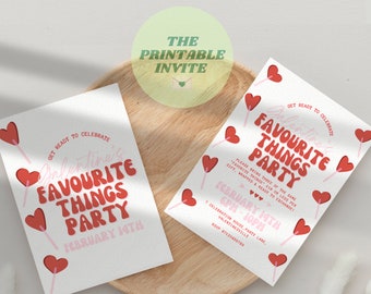 Favourite Things Valentine’s Galentine’s Party Invitation | Canva Template | Editable Printable or Digital Event Invite | Personalised Evite