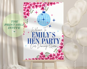 Editable Hen Bachelorette Party Welcome Board | Mamma Mia Inspired Canva Template | Themed Bach Sign | Photo Backdrop | Digital Download