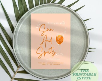 Redigerbar Aperol Spritz-inbjudan till möhippa: Canva-mall (Digital Evite)
