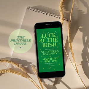 St Patrick&#39;s Day Party Invitation: Luck O&#39; The Irish, Editable Canva Template (Digital)