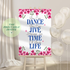 Dansende koningin Mamma Mia | Bewerkbaar welkomstbord voor verjaardagsfeestje | Canvassjabloon | Thema bord fotoachtergrond | Digitale download