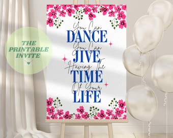 Cartello di benvenuto per il compleanno di Mamma Mia: modello Canva modificabile (download digitale)