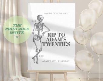 Modello Canva per la bacheca di benvenuto per il 30° compleanno RIP Twenties (download digitale)